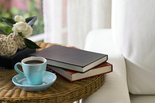 teacup and books